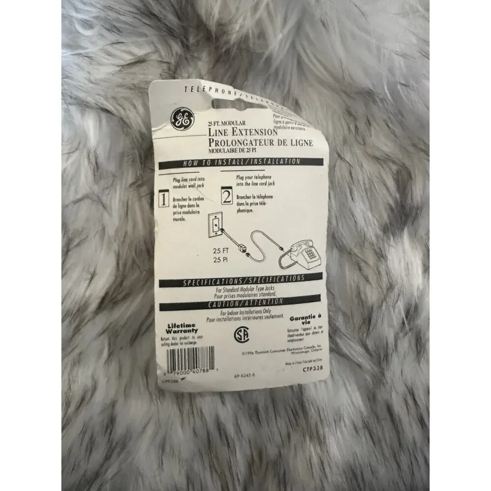 GE 25 ft Beige Flat Phone Line Cord RJ-11 to RJ-11 Extension